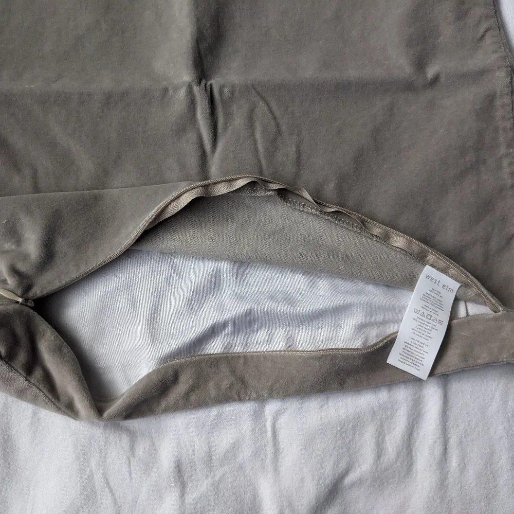West Elm Diamond Silver Studs Grey Velveteen Pillow Covers - 2